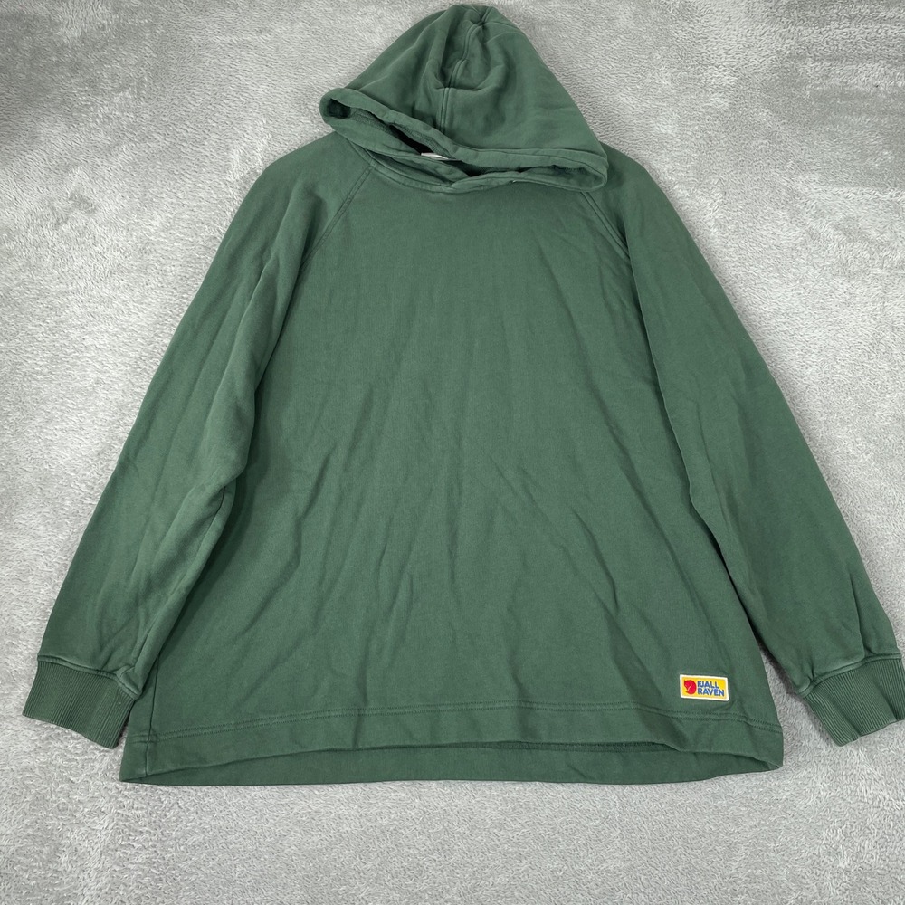Fjallraven Vardag Hoodie Mens XL Green Organic Cotton Outdoor Gorpcore Pullover